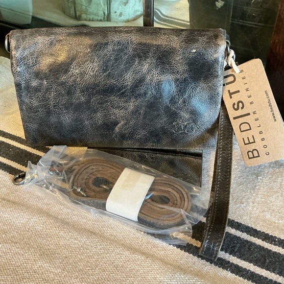 NWT Bed Stu Leather Cadence Wallet Wristlet Crossbody Bag Black Lux MSRP $175 - Picture 12 of 14